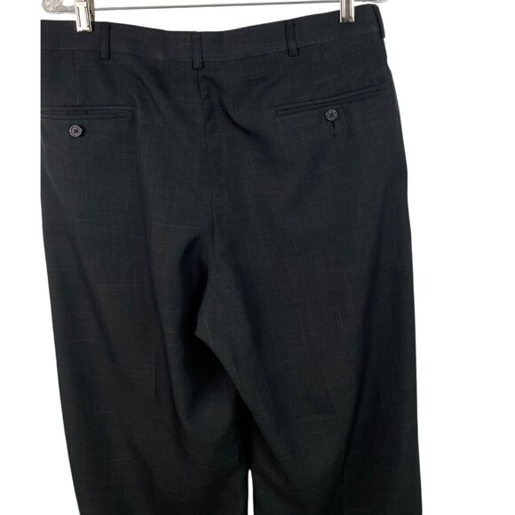 Haggar Mens Black Pleated Dress Pants Size 34W 30L Tailored Fit Cuffed Hem - Picture 4 of 7